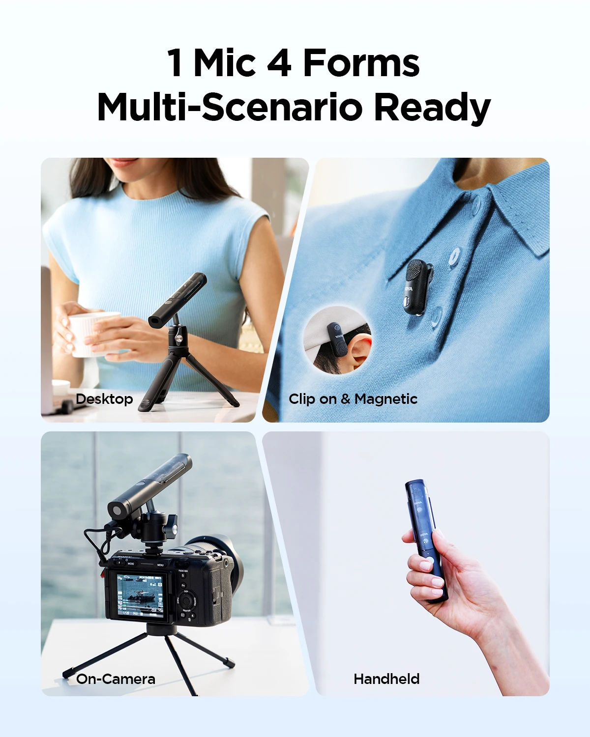 BOYA Magic Tripod Stand for Desktop Microphone with Non-slip Rubber Feet Foldable Desk Mic Stand for Gaming Podcasting Meeting