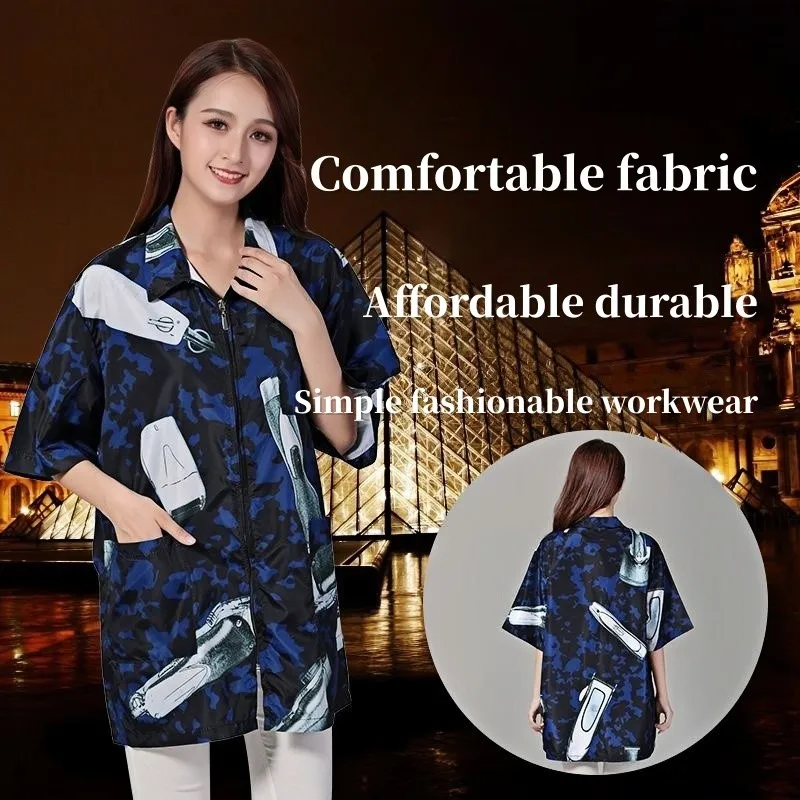 

Fashion Waterproof Oil Proof Dirty Short Sleeved With Pockets Apron Women's Painting Cooking Pinafore Nail Salon Beauty Workwear