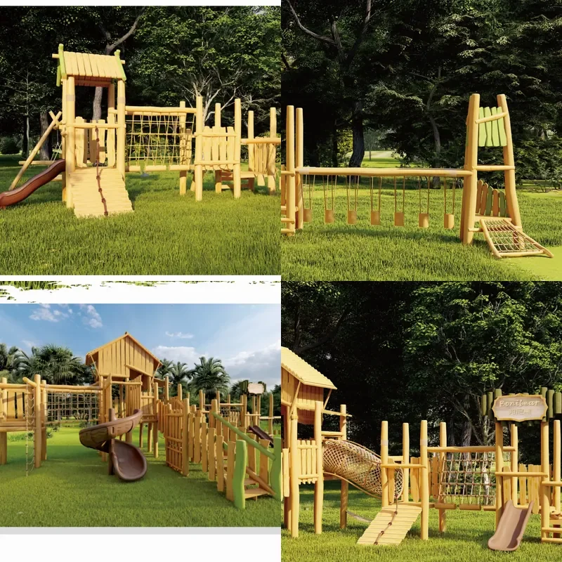 2026 Outdoor large park Huai wood children's physical development equipment climbing kindergarten log scenic slide