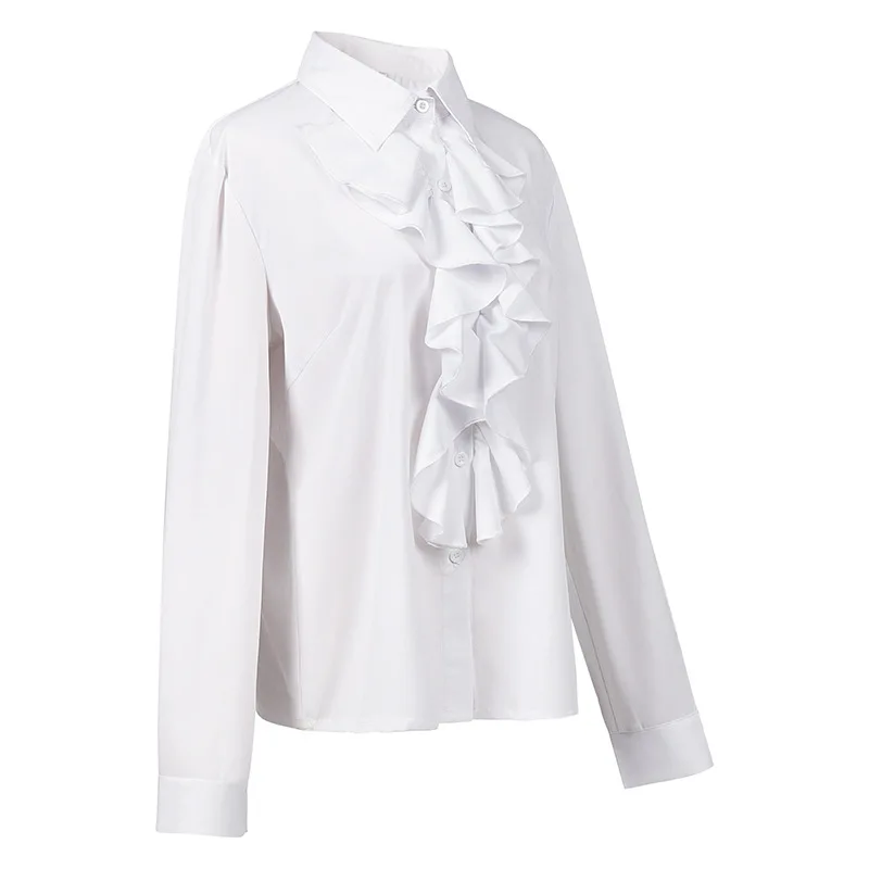 

Victorian Era Blouse Women's Gothic Shirt Vintage Long Sleeve Lotus Ruffled Top