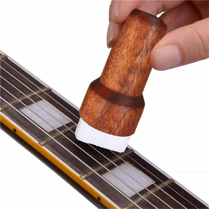 Cuidados com as cordas da guitarra removedor de ferrugem limpador de cordas óleo fingerboard escova de limpeza instrumento de cordas