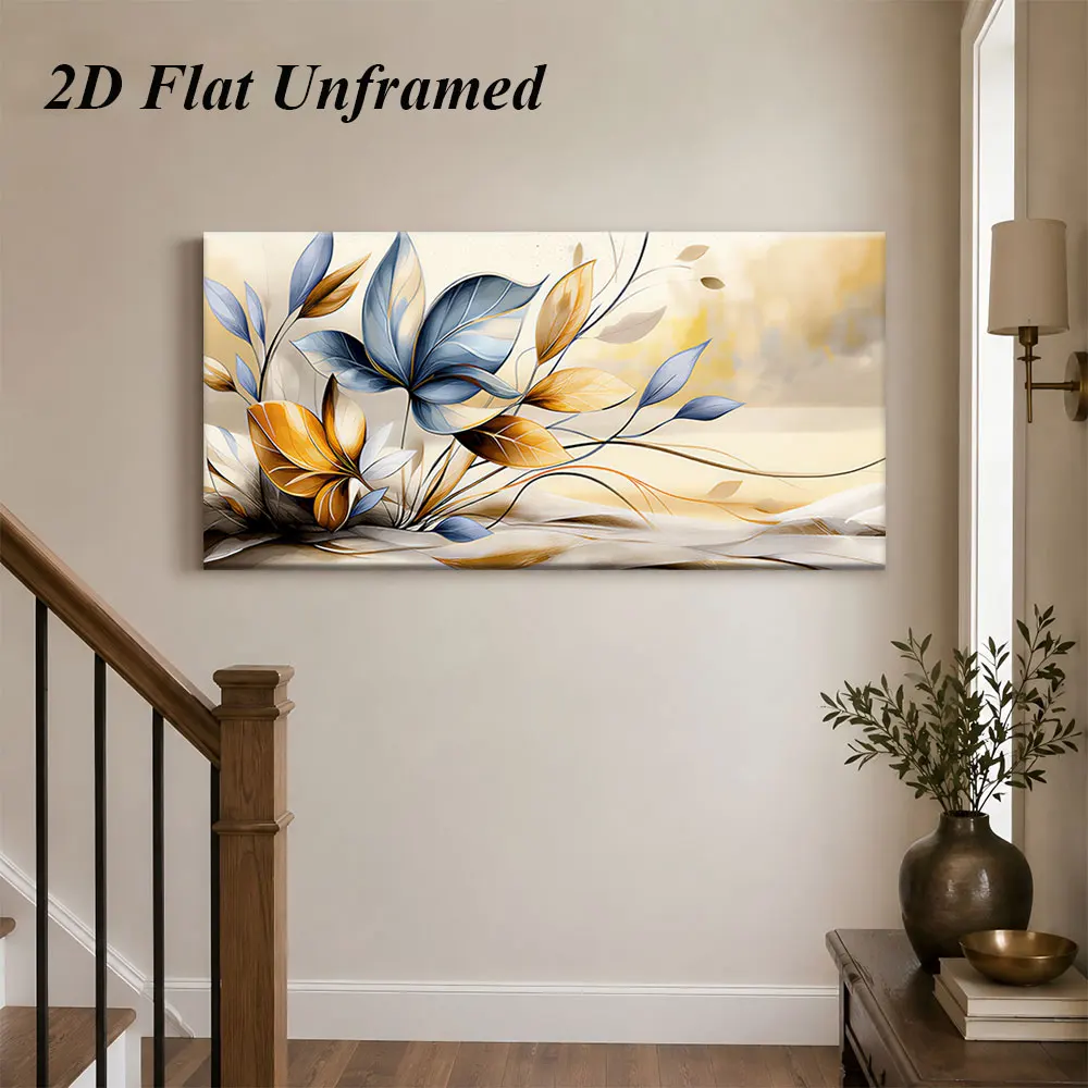 1 piece Modern Abstract Art Decorative Painting for Living Room, Bedroom, Entrance, and Corridor Wall Decoration - Blue and Yell