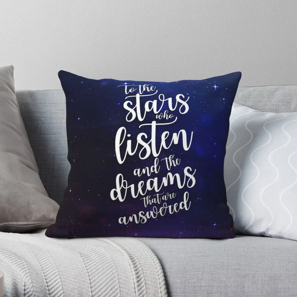 To The Stars Who Listen And Dreams Pillowcase Polyester Linen Velvet Pattern Zip Throw Pillow Case Sofa Seater Cushion Cover