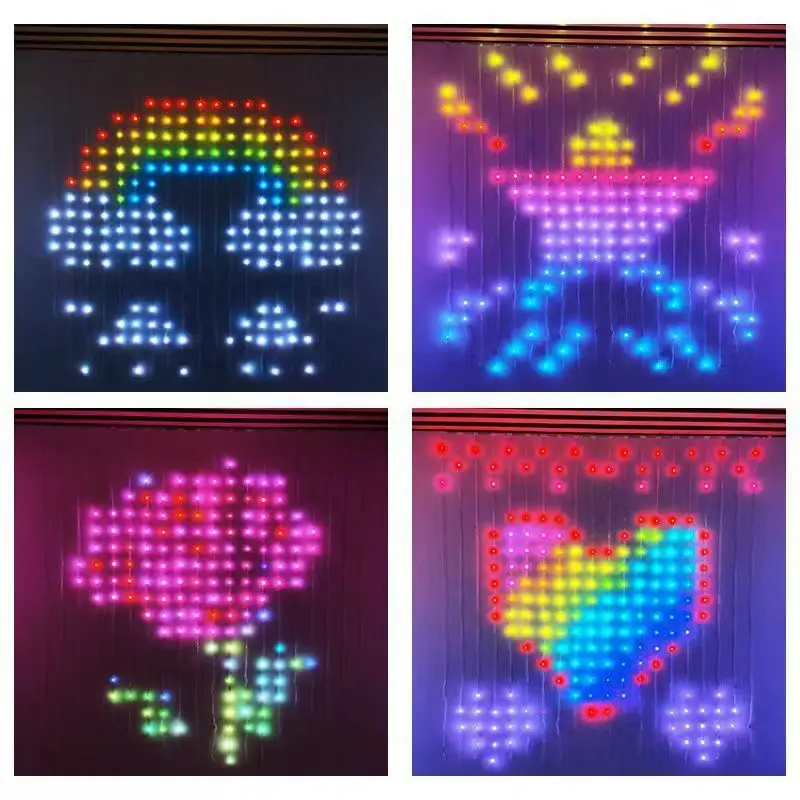 

Waterproof Fairy Light RGBIC LED String Smart Curtain Lights Bluetooth App Control USB DIY Text Pattern Display Party Room Decor