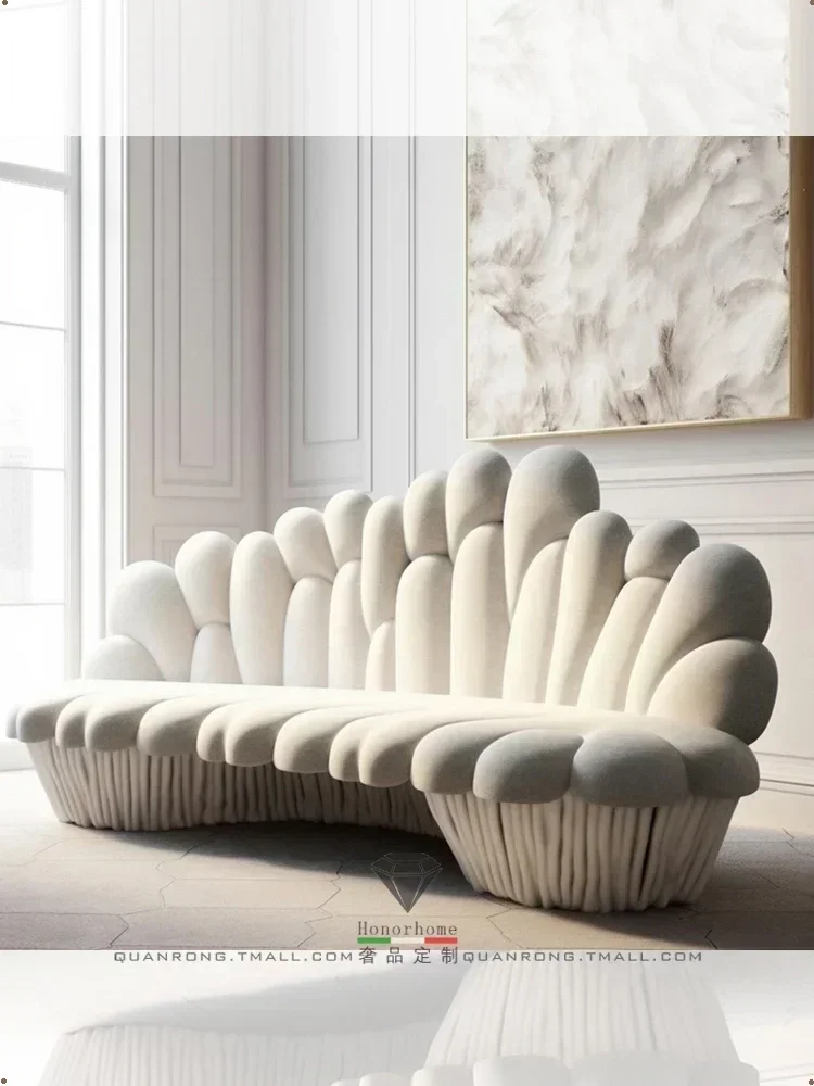 Sofa Special-Shaped Sofa for Three People Living Room Creative Personality Four-Person Sofa Fan-Shaped Technology Sense