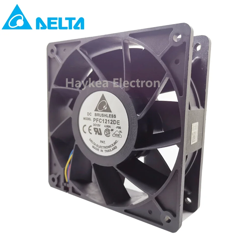 for delta PFC1212DE For Bitcoin GPU miner powerful cooling fan 120*120*38mm 12V PWM 4-pin 252.8 CFM 5500 RPM66.5 dB(A)