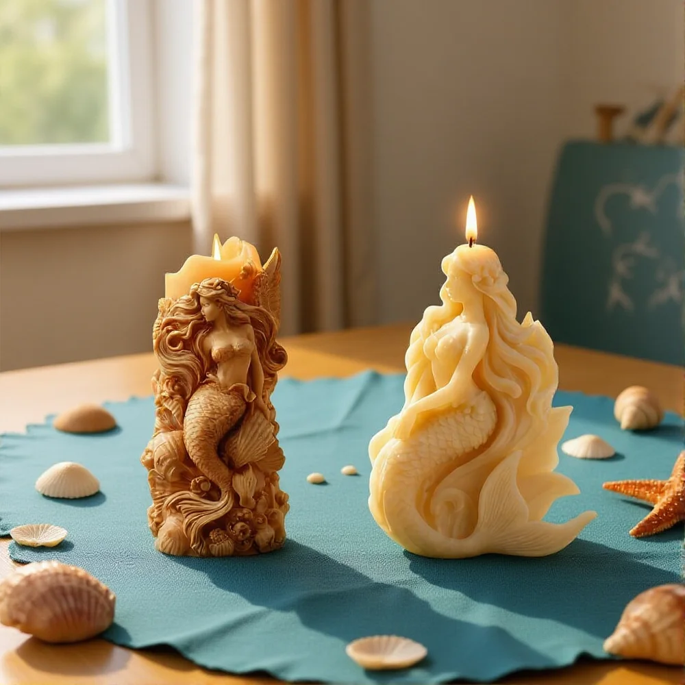 Creative Ocean Mold Diy Candle Mold Mermaid Silicone Mold Silicone for Gift Making Home Decoration Candle Making Crafts