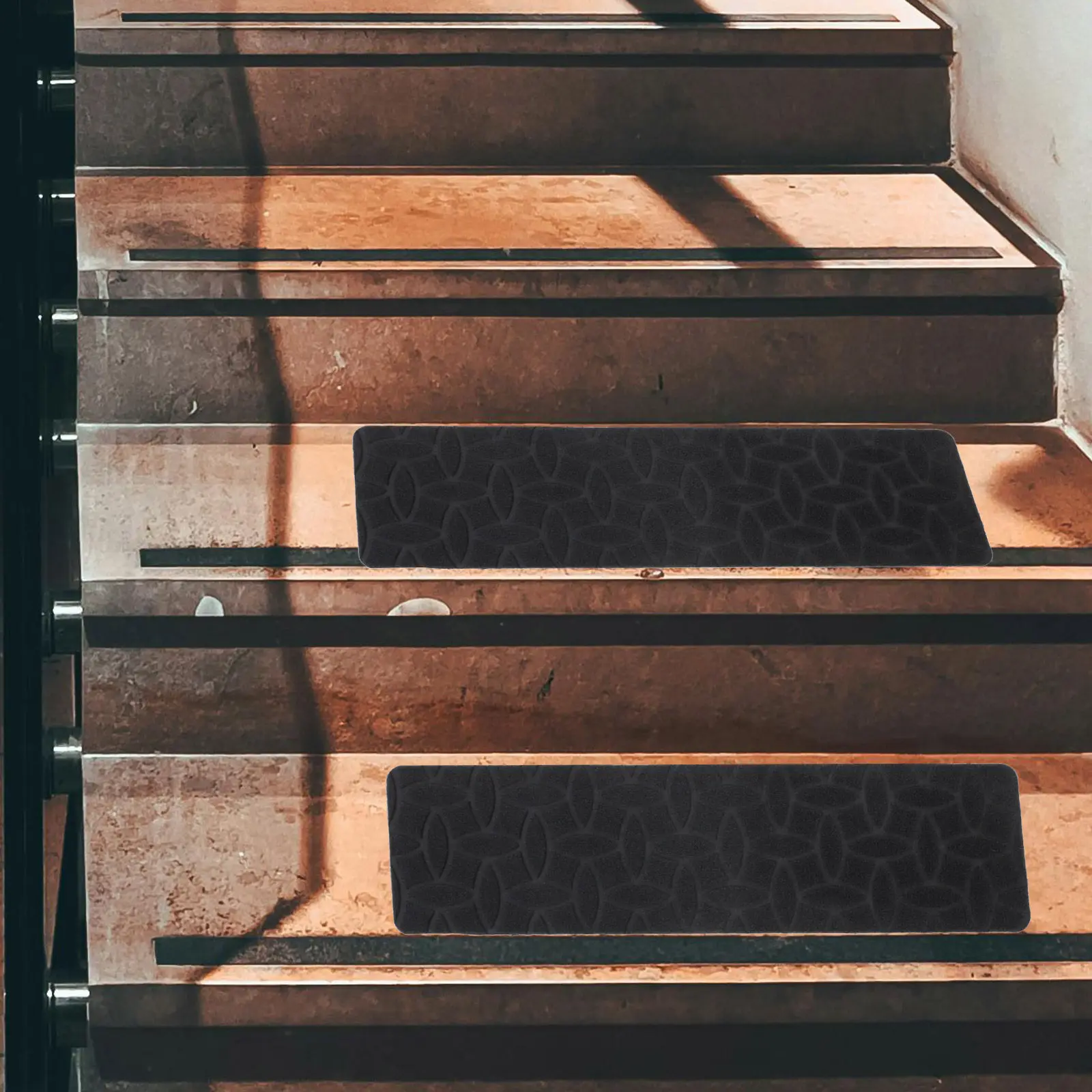 2Pcs Non Slip Stair Treads Indoor Carpet Rug Embossed Pattern Peel Stick Covers for Kids Elders Dogs Wooden Stairs Rug