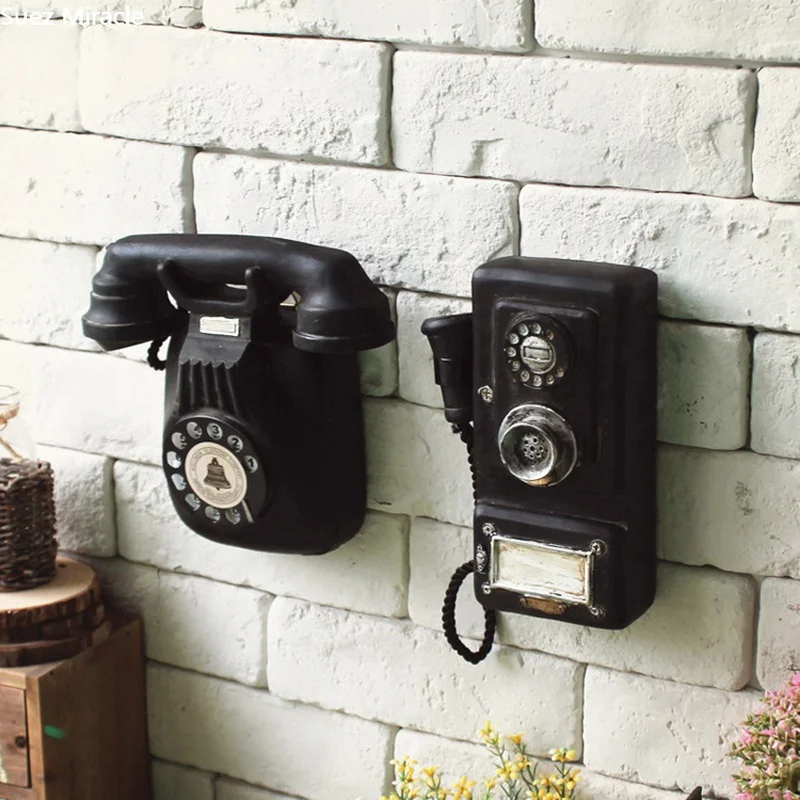 Loft American Vintage Wall Hanging Telephone Model, Living Room Decoration, Creative Coffee Bar Decorations, Home Decor