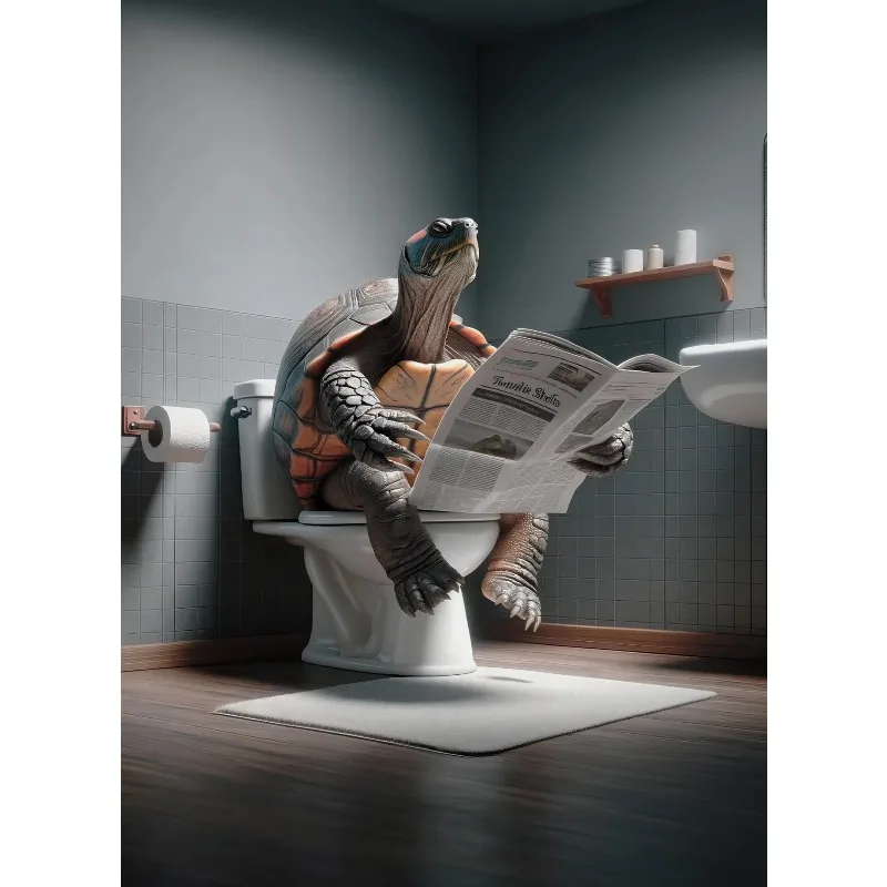Pelican Flamingo Kangaroo Reading Newspapers on The Toilet Posters Canvas Painting Animals Wall Art Picture Bathroom Home Dec