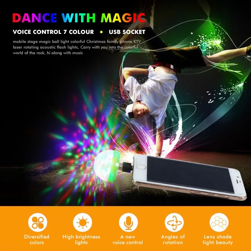 USB Stage Lights Mini LED Atmosphere Light Stage DJ Disco Ball Lamp Indoor Home Party USB To Apple Android Phone Disco Light