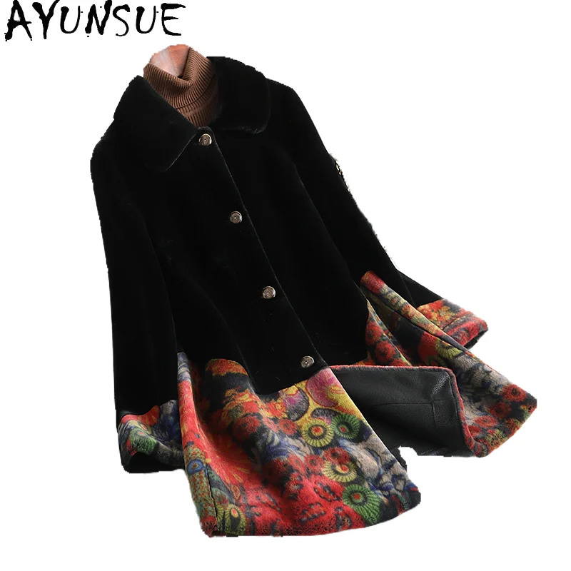เสื้อโค้ทขนสัตว์ AYUNSUE สำหรับผู้หญิง คอลเลคชั่นใหม่ 2025 เสื้อโค้ทฤดูใบไม้ร่วงและฤดูหนาวสำหรับผู้หญิง เสื้อโค้ทผู้หญิงทรงยาวปานกลาง สไตล์หรูหรา เสื้อผ้าผู้หญิง เสื้อโค้ทขนสัตว์สำหรับผู้หญิง