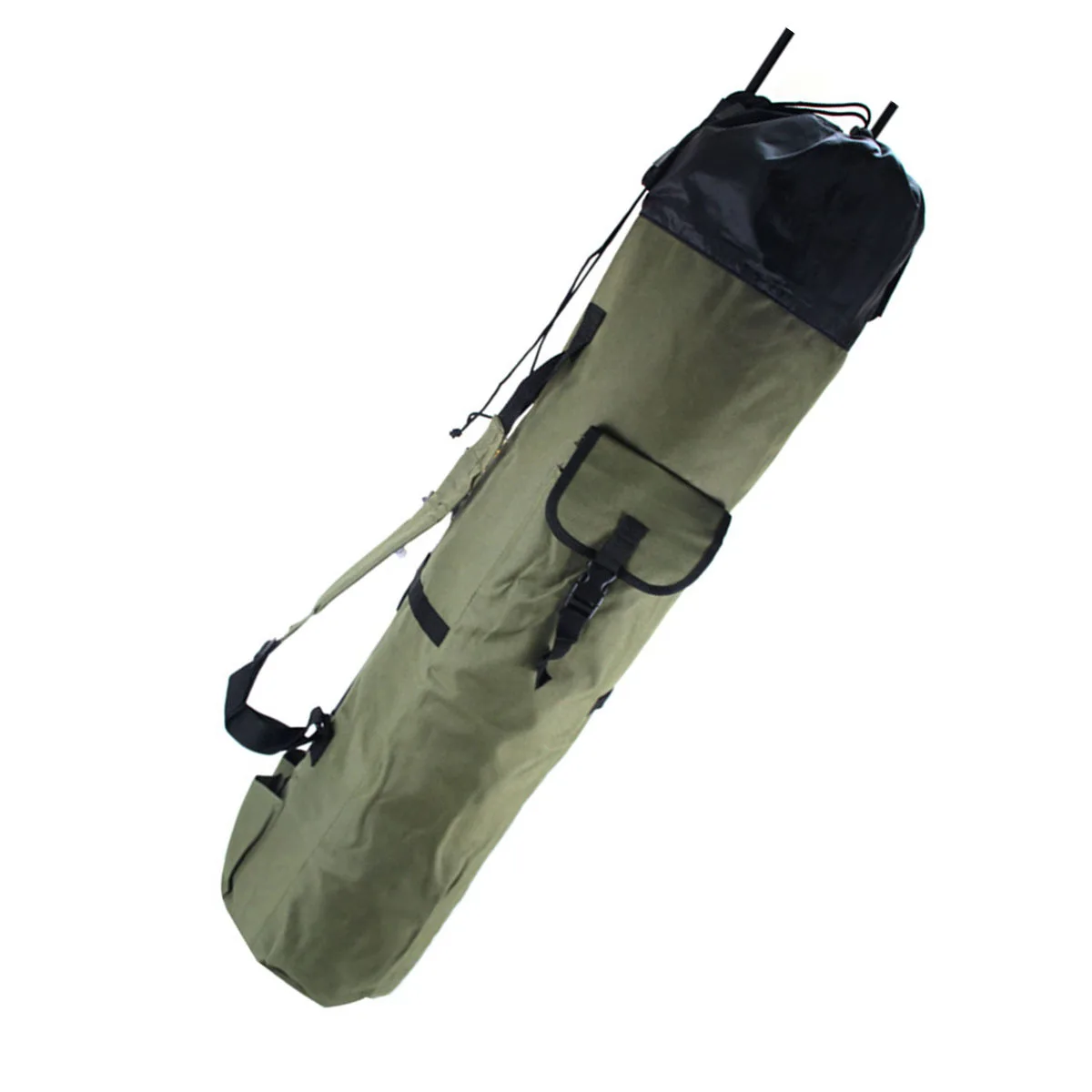 

Large Capacity Cylindrical Fishing Rod Bag Polyester Outdoor Travel Case Fishing Gear Organizer Multifunctional Club Pouch Green