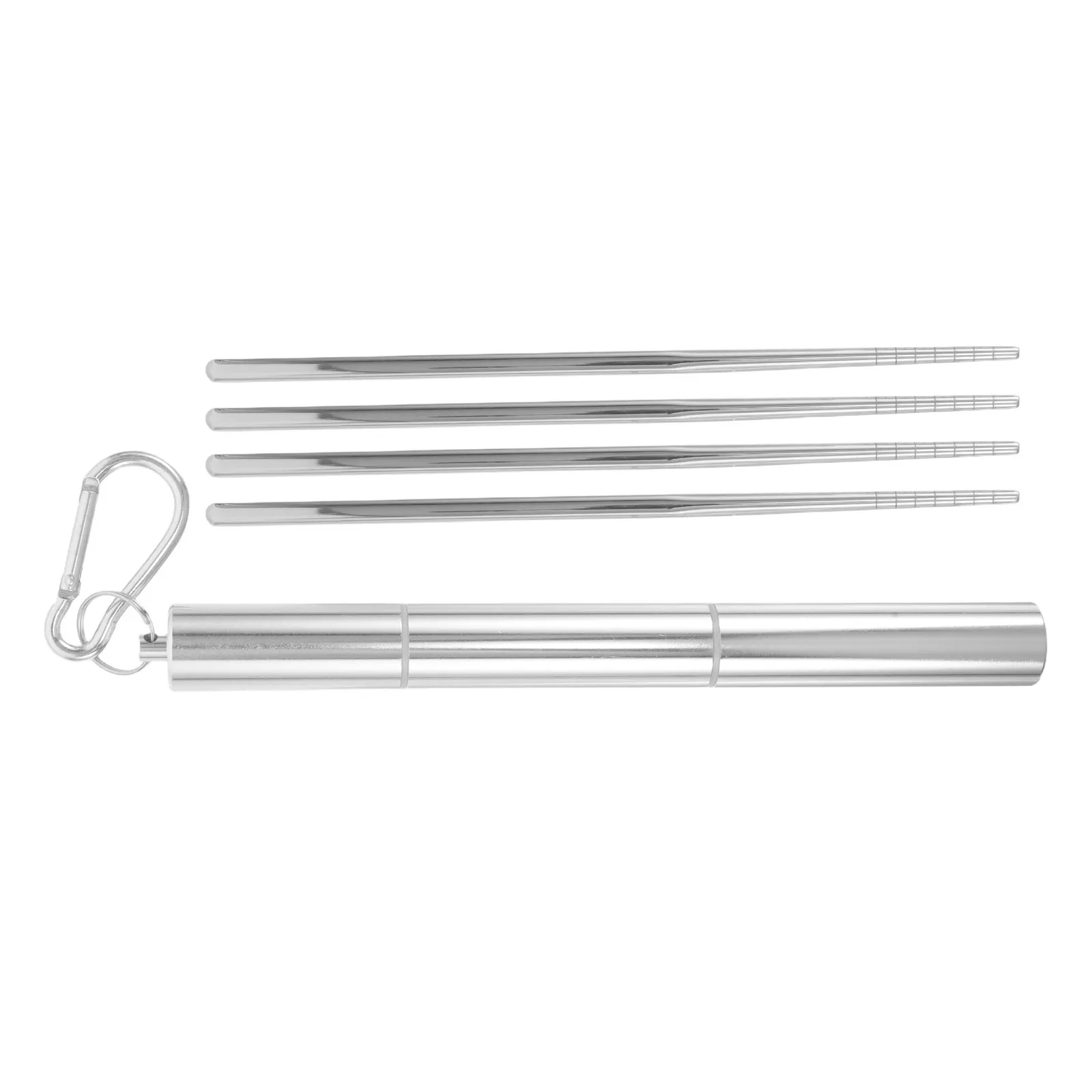 2 pares de palillos de viaje de acero inoxidable, utensilios portátiles ligeros antideslizantes reutilizables para acampar, senderismo, picnic, fideos, sushi