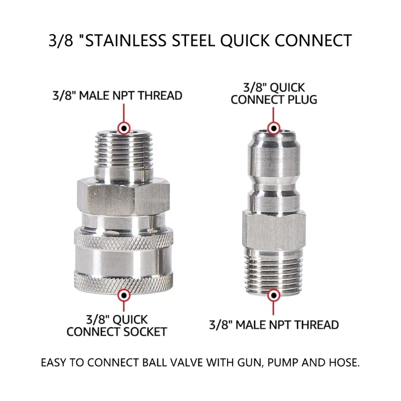 4500PSI Stainless Valves Set with 3/8 Inch Adapter High Pressure Valves