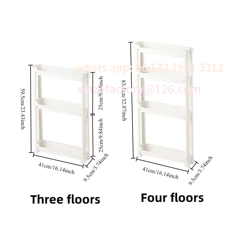 

Customizable Behind The Door Storage Cabinet Bathroom and Kitchen Storage Rack Multi-layer Narrow Cabinet Space Saving Trolley S