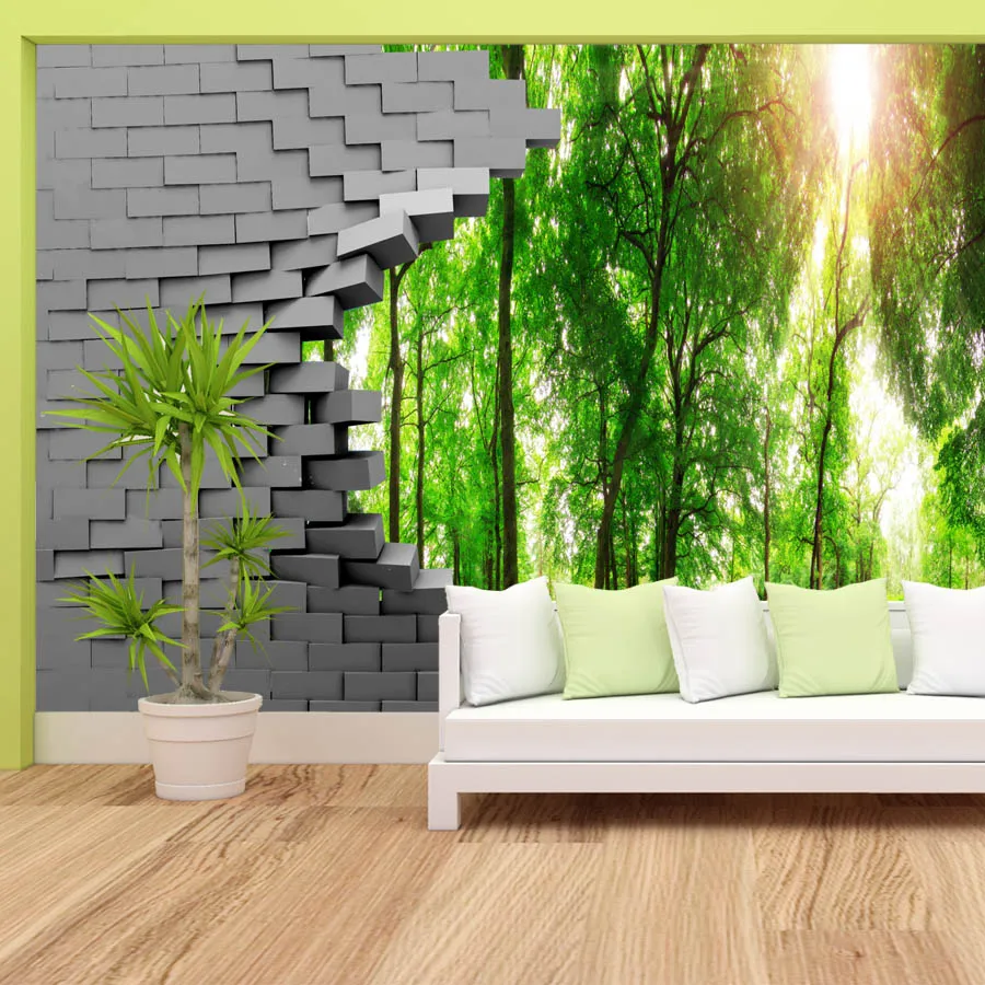 

Peel and Stick Optional Wallpapers for Living Room Decoration Bedroom Sunshine Forest Tree Brick Contact Wall Papers Home Decor