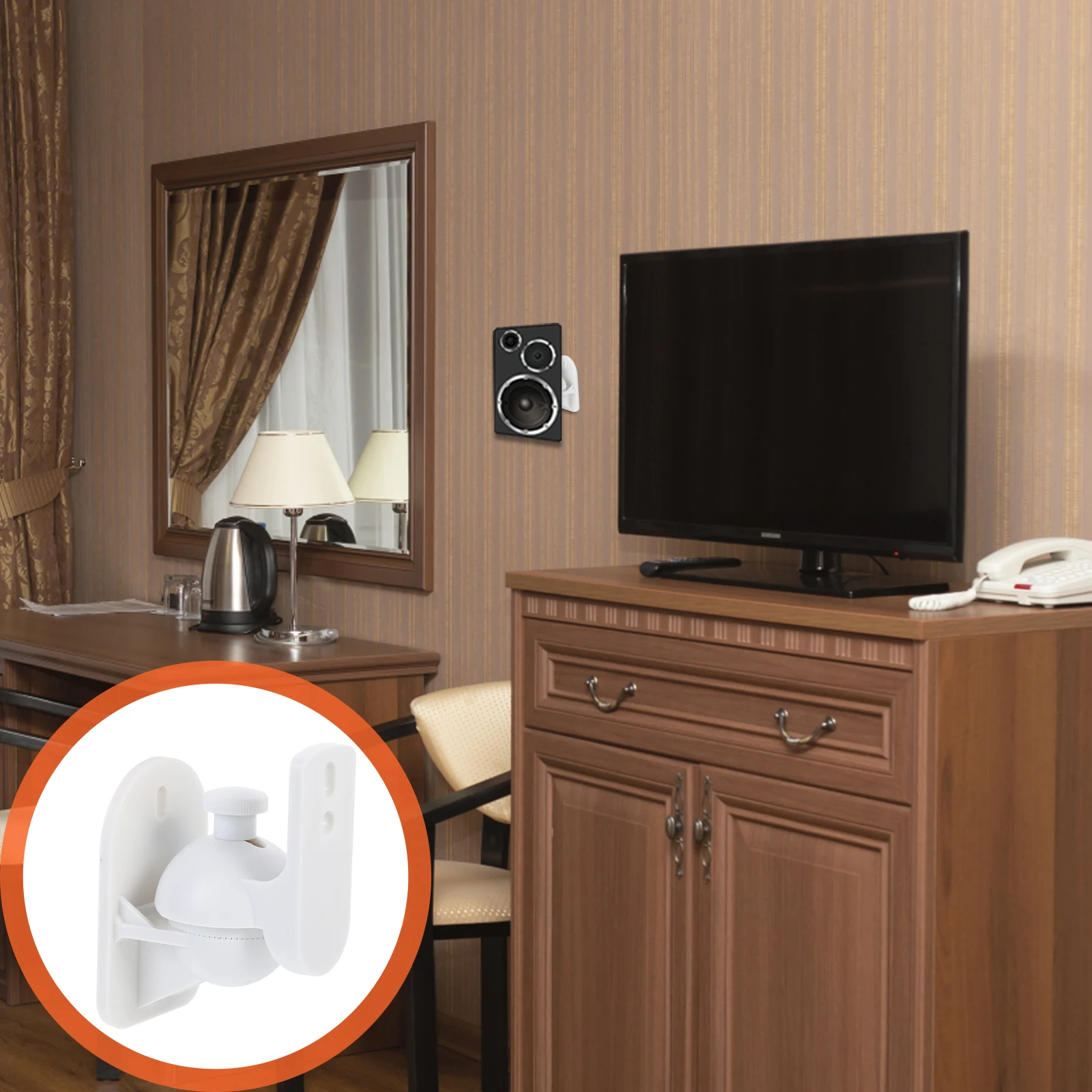 

2Sets Adjustable Speaker Wall Bracket Swivel Tilt Durable Mount for Home Gaming Surround Speaker Wall Bracket