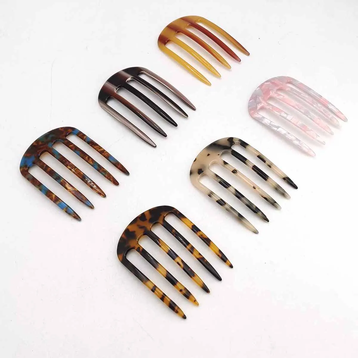 1/3 Stück Essigsäure-Haargabeln mit fünf Zähnen, U-förmige Haarkämme, Dutt-Haarnadeln für Damen und Mädchen, Haaraccessoires – Detail 6