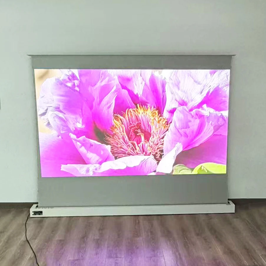 Electric Floor Retractable White Motorized Floor Screen HD ALR Projection Screen 4K Projector Home Theater Ultra Short Throw
