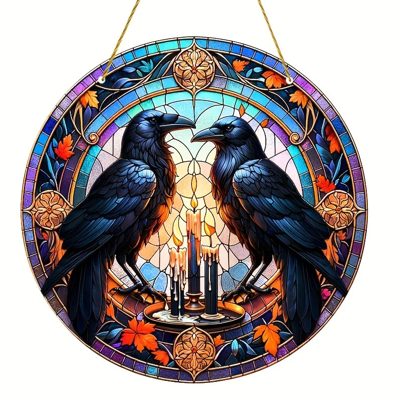 Gothic Crow Catcher, Crow Acrylic Plaque Sun Catcher, Crow Decoration, Lawn, Garden, Farmhouse, Outdoor Yard, Party Decoration