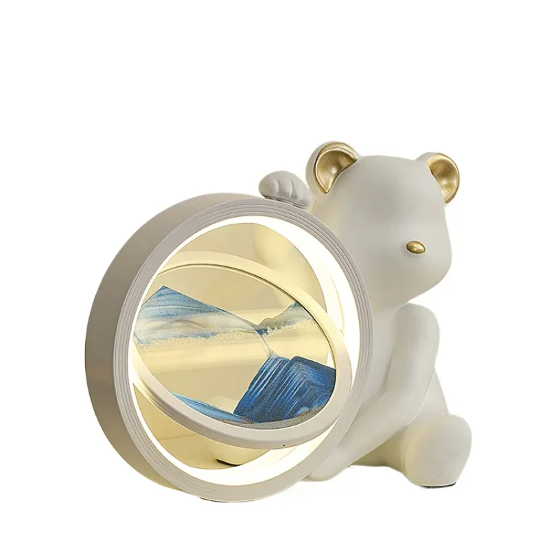 

Creative violent bear luminous flowing sand painting desktop hourglass ornament living room bedroom lamp luxury home accessories