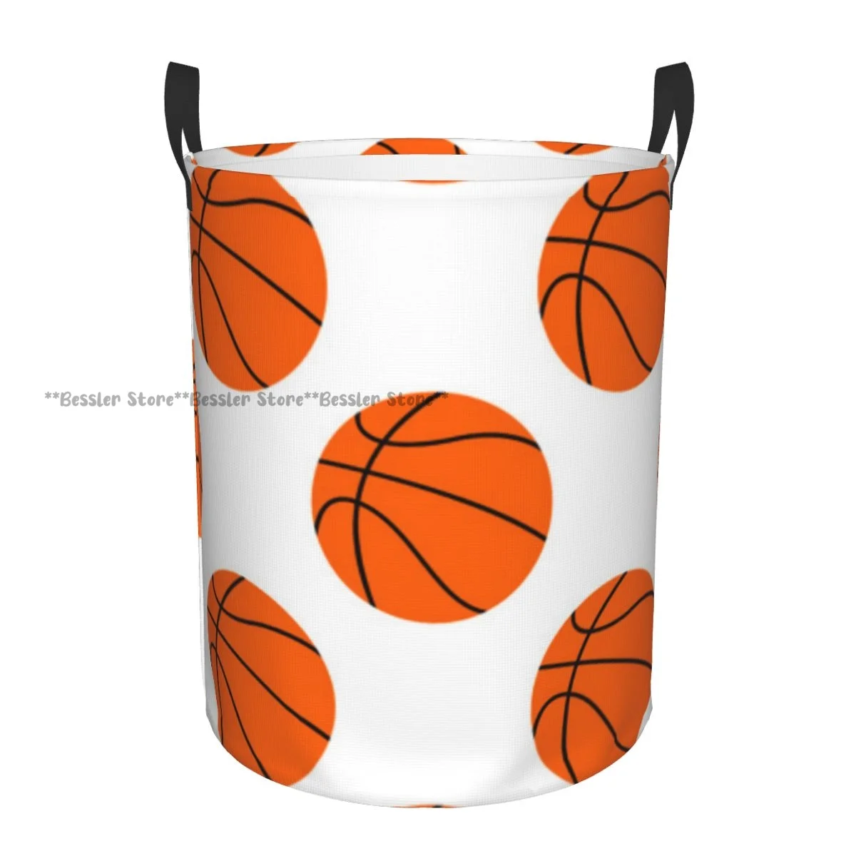 

Foldable Laundry Basket for Dirty Clothes Basketball Ball Illustration Storage Hamper