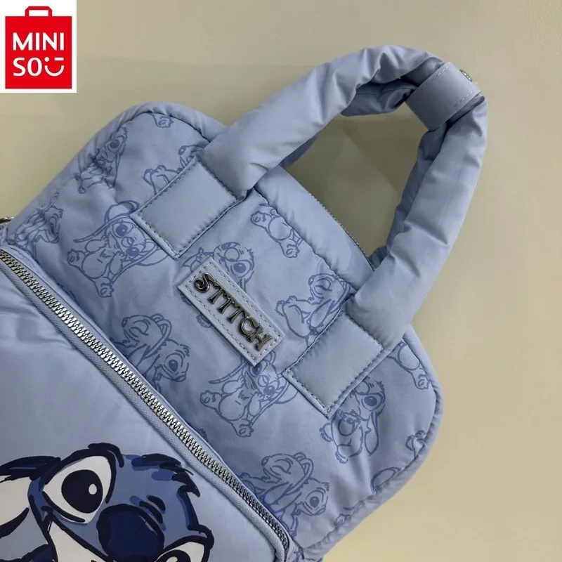 MINISO Disney Cute Cartoon Stitch Lightweight Casual Fashion Travel Bag Simple Sweet Versatile Storage Handbag