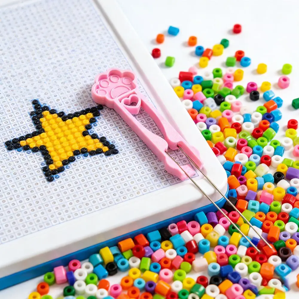 Ferramenta Multifuncional Educacional de Alta Qualidade para Artesanato com Miçangas: Pinça de Dupla Agulha para Miçangas Perler, Feita à Mão