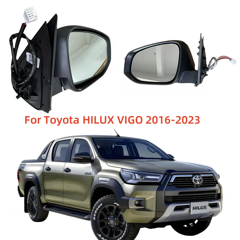 For Toyota HILUX VIGO 2016-2023 3/5/7/9 Wires Car Side Mirror Assembly Electrically Controlled Lens Turn Signal Heating Folding