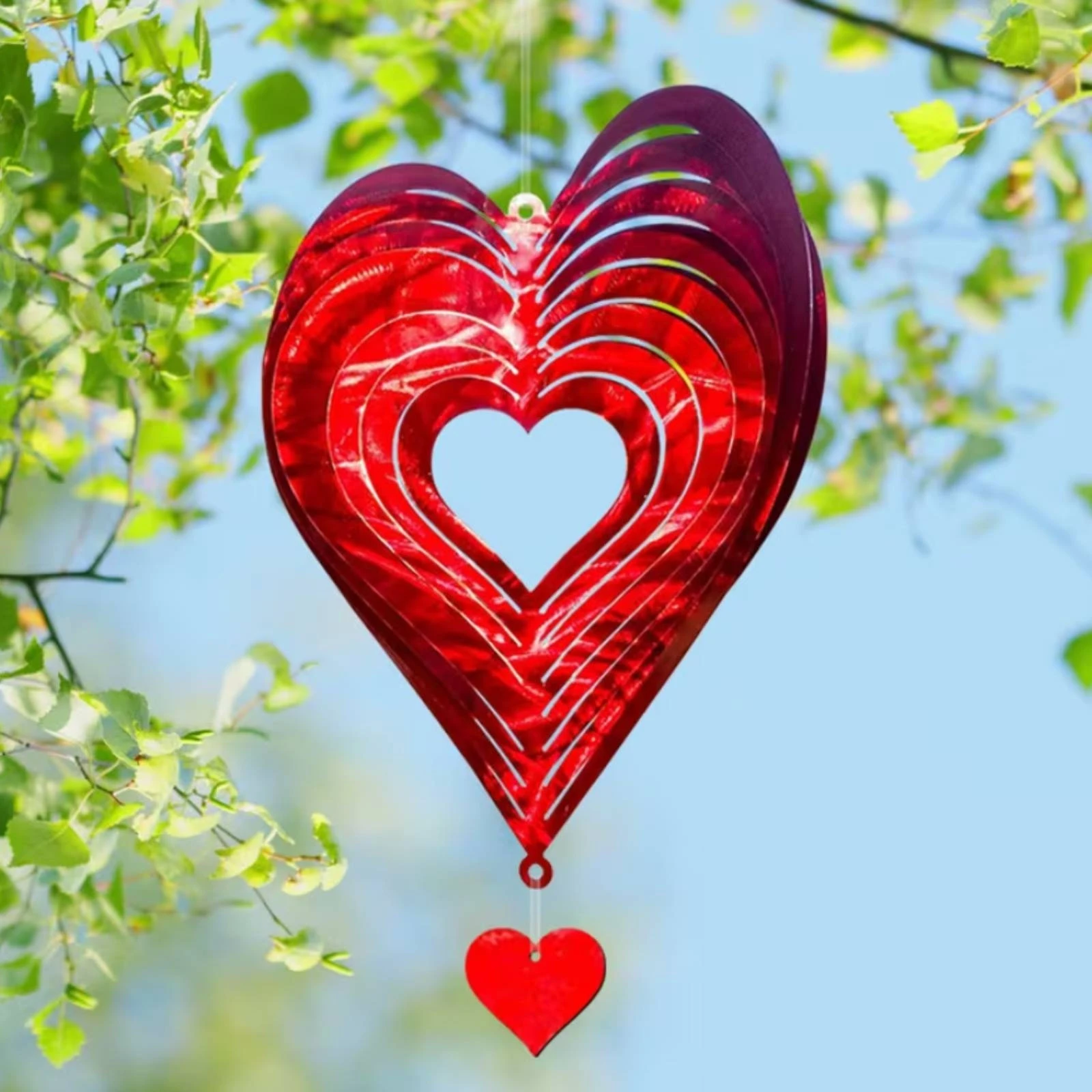 Decoración giratoria con corazón 3D metálica para gatos y perros - imagen 3