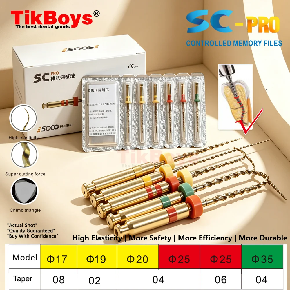 COXO SOCO SC PRO 25MM Dental Root Canal File Heat-Activated Rotary Nitinol Tooth Pulp Files Thermally Activated Nickel-Titanium