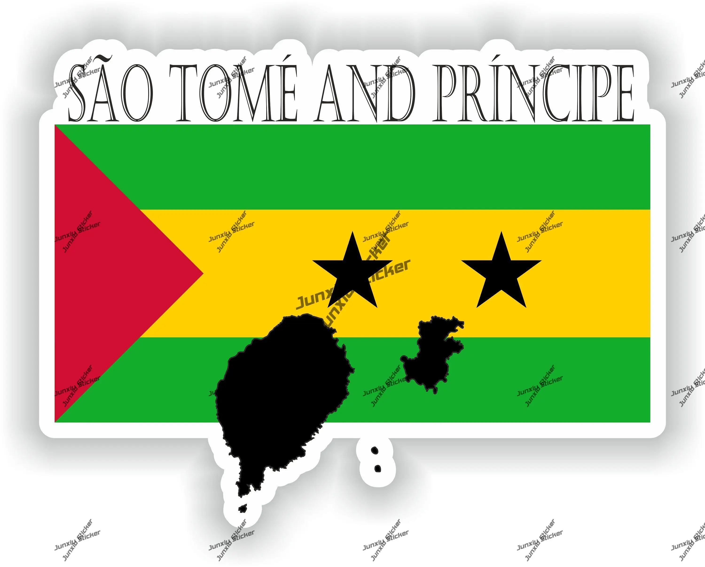 

Sao Tome and Principe Sticker Coat of Arms of Sao Tome and Principe Flag with Graphical Outline Waterproof Decal Decor for SUV