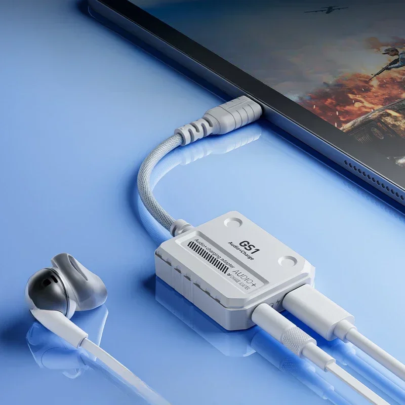 

1pcs New Plextone GS1 2 in 1 Headphone Converter Type-C Interface Supports 60W Fast Charging 3D Stereo Sound Blessing Hardware