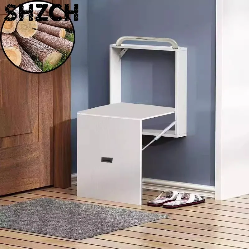 ‌ Banco  zapatos plegable  primera calidad, asiento  almacenamiento  pared oculto, reposapiés  baño impermeable, organ