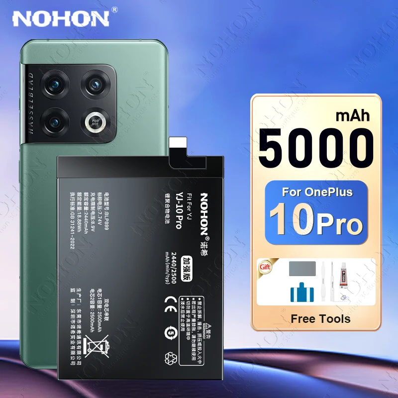 NOHON Pil OnePlus 10 Pro 9 8 7 10R 9R 9RT Nord 2 8T 6T ACE 2V One Plus 1+ Dahili Cep Telefonu Pilleri Bateria