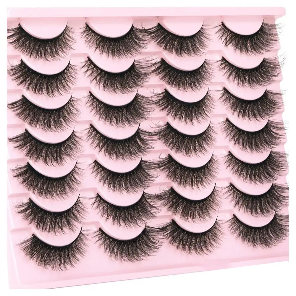 14 Pairs False Eyelashes 6D Super Fluffy Wispy Faux Mink Eyelashes Cat Eye Effect Dramatic Lashes Eyelash Extension Makeup