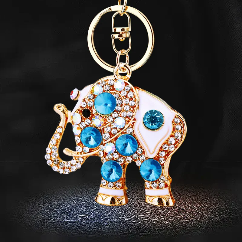 Bling Rhinestone śliczny słoń brelok do kluczy torebka z pierścieniem prezent wisiorek klucz torebka z łańcuszkiem wisiorek samochód pierścień wisiorek biżuteria