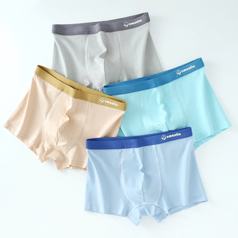 4PCS Teens Cotton Antibacterial Panties Kids Boy Solid Thin Breathable Briefs 6+y Young Children Underwear Student Soft Knickers