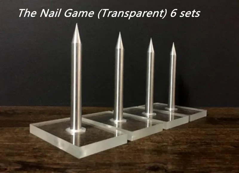 The Nail Game (Transparent) (6 Nails 6 Blocks) Magic Tricks Crush Paper Bag Magic Close Up Bar Gimmick Props Mentalism Magician