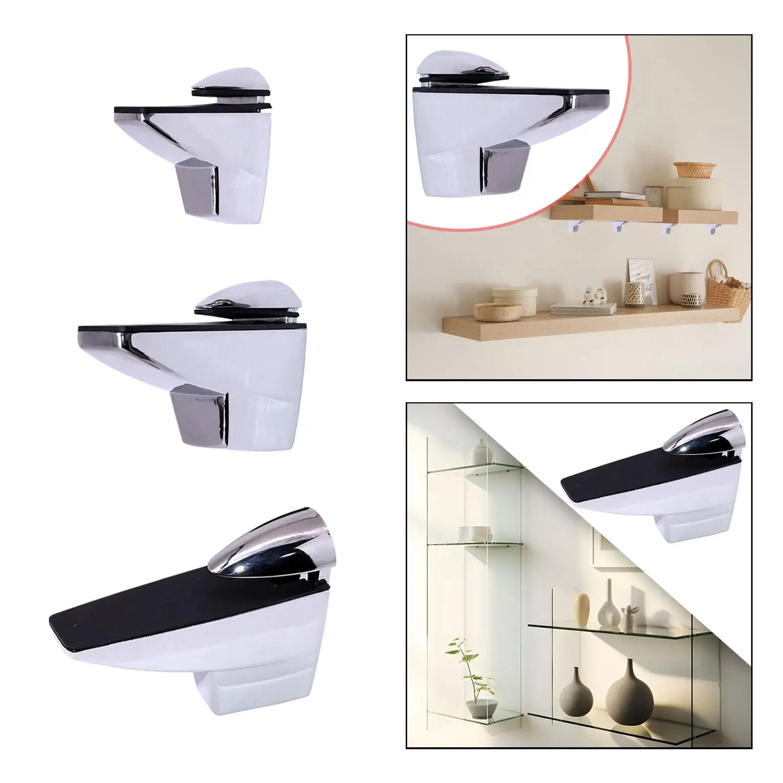 Glass Clamp Glass Holder Silver Gifts Glass Shelf Bracket Glass Clip for Bookshelf Furniture Repair Outdoor Bathroom Bedroom