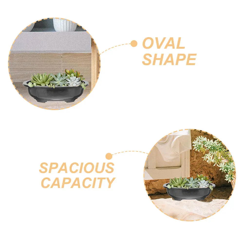 3Pcs Oval Shaped Plastic Planter Pot Large Bonsai Flowerpot Garden Planter for Flowers Succulents Seedlings Easy Clean Surface
