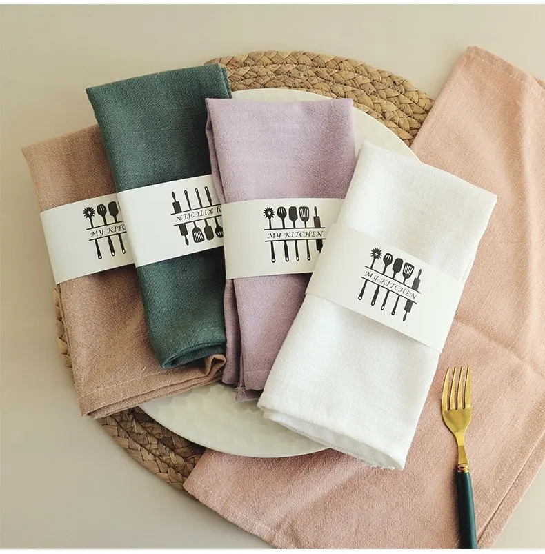 Cotton Linen Thicken Colorful Cloth Napkins Reusable Fabric Placemat for Kitchen Dining Hotel Restaurant Serving Table Decor