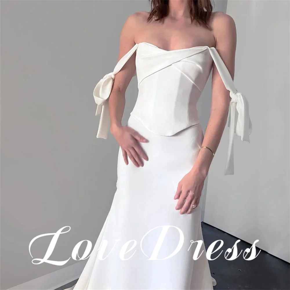 Love Sexy Spaghetti Straps Mermaid Stain V-Neck Wedding Dress Simple Floor Length Pleats Sleeveless Bridal Gown Customized