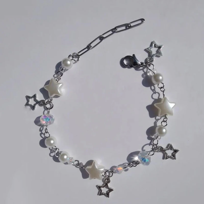 Handmade Beaded Star Pendant Charm Bracelet Cute Gift Y2K