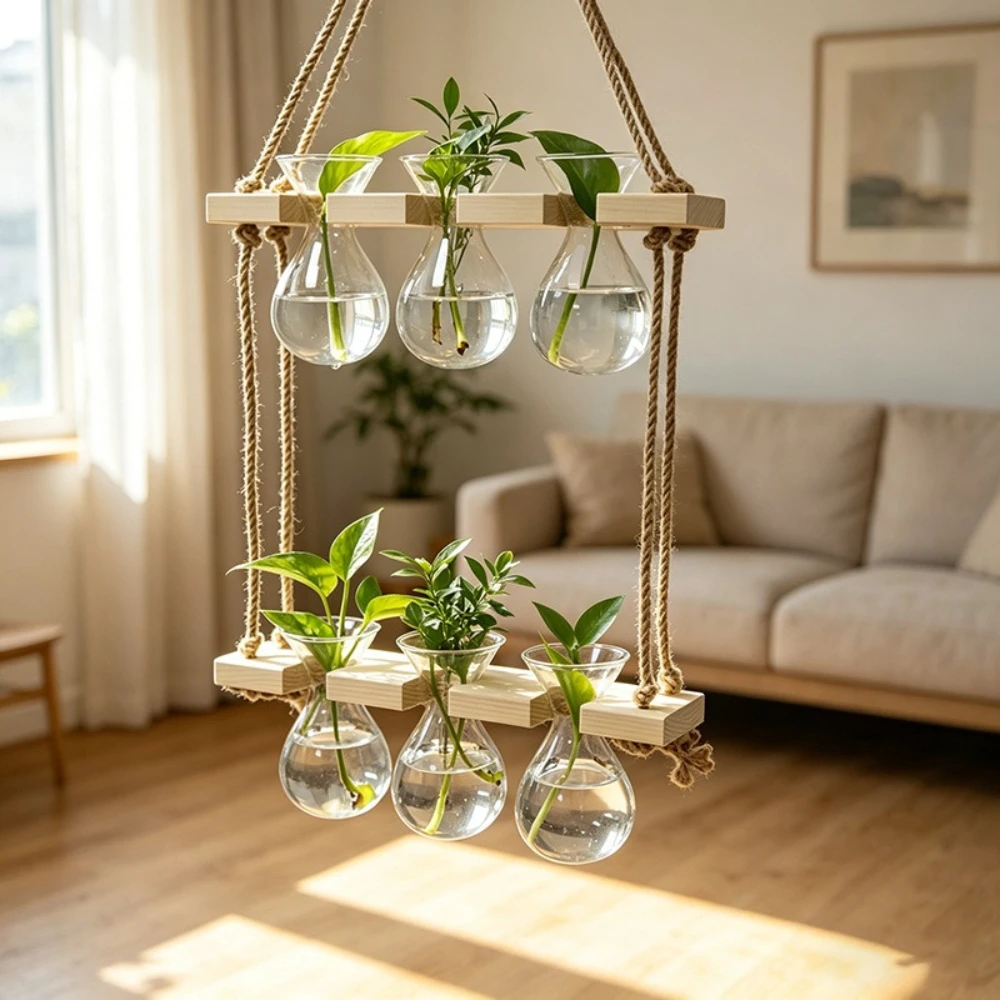 Creative Hydroponic Plant Wall Mounted Glass Vase Gardening Wall Decoration Flower Arrangement Home Office Decoration