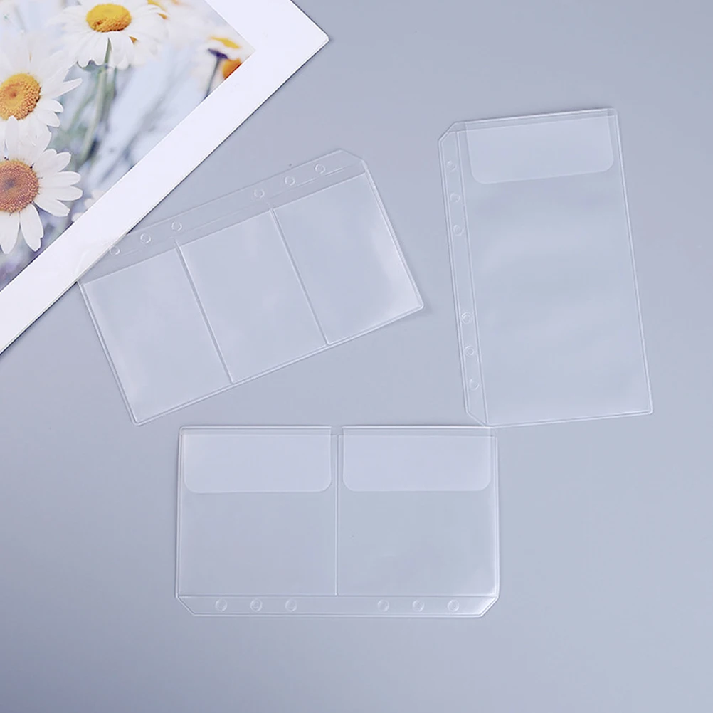 12 Pcs A6 PVC Storage Bags Clear Binder Pockets Loose Leaf Ticket Card Organizer Notebook Folder Reusable Pouches Business Card