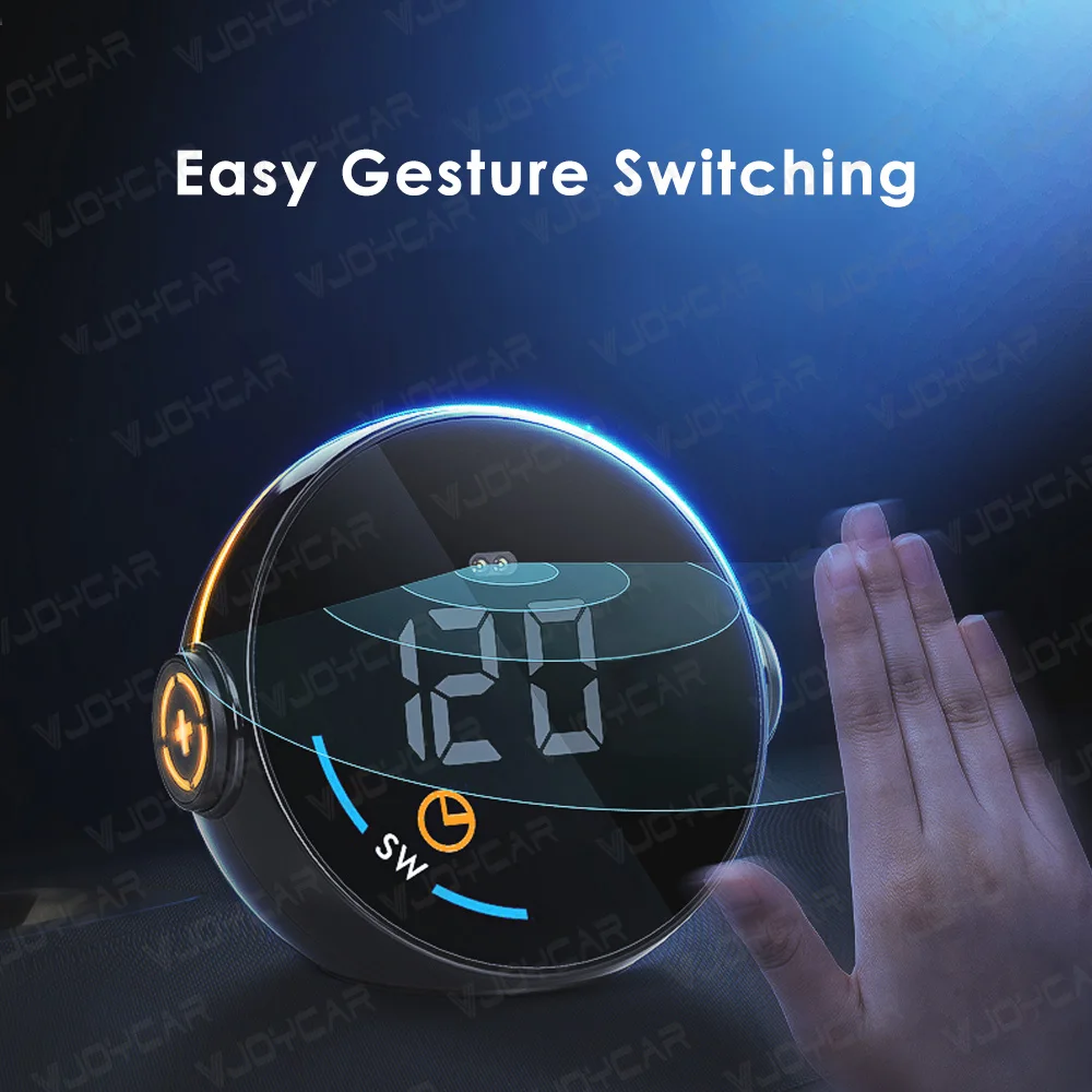 New Universal Smart GPS HUD Gauge for Tesla Speed Display Gesture Recognition Clock Altitude Colorful Ambient Lights Model 3 Y