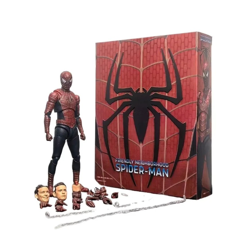 Spider-Man Anime Black Suit Version Marvel Action Figure Movie Superhero Movable Maguire Miquel Statue Toys children Model Dolls