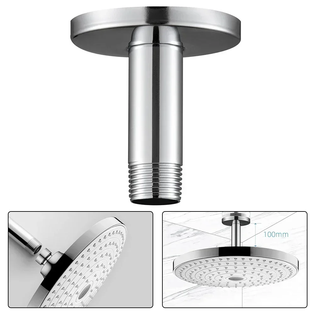 10cm Wall Mounted Ceiling Shower Arm Extension Rod Shower Head Extension Shower Head Holder Fixed Bathroom Pipe Bathroom Access